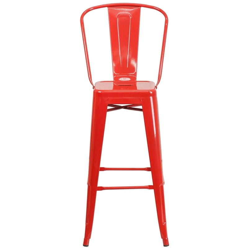 Bowery Hill Metal 30'' Bar Stool in Red