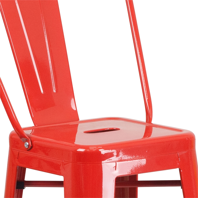 Bowery Hill Metal 30'' Bar Stool in Red