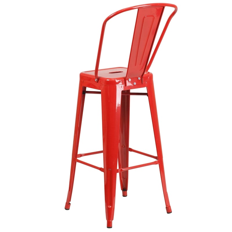 Bowery Hill Metal 30'' Bar Stool in Red