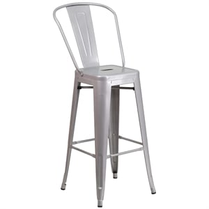 Bowery Hill 30'' Industrial Steel Metal/Plastic Bar Stool in Silver