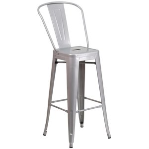 bowery hill metal 30'' bar stool in silver