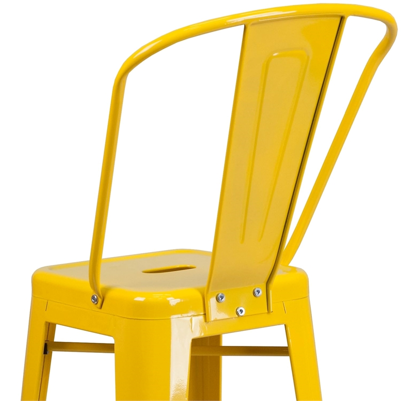 Bowery Hill 30'' Industrial Steel Metal/Plastic Bar Stool in Yellow