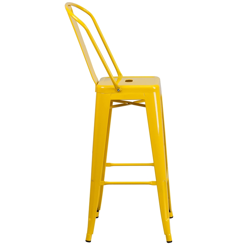 Bowery Hill 30'' Industrial Steel Metal/Plastic Bar Stool in Yellow