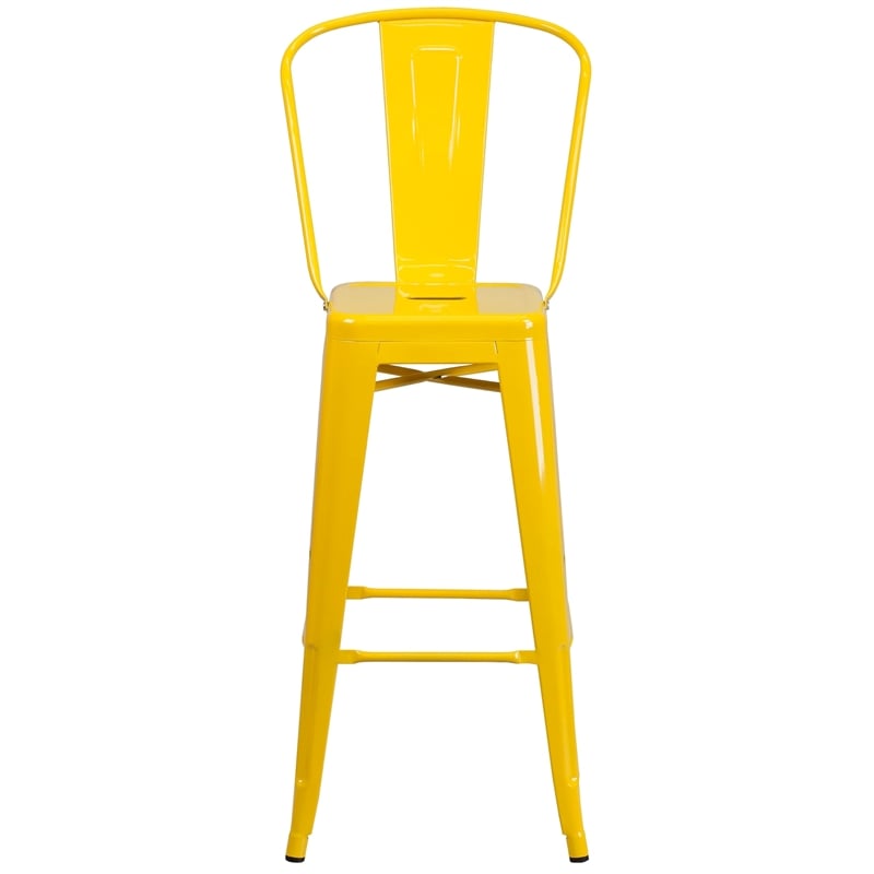 Bowery Hill 30'' Industrial Steel Metal/Plastic Bar Stool in Yellow