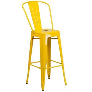bowery hill metal 30'' bar stool in yellow