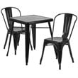 Bowery Hill Metal 3 Piece Bistro Set in Black