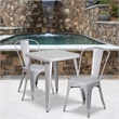 Bowery Hill Metal 3 Piece Bistro Set in Silver