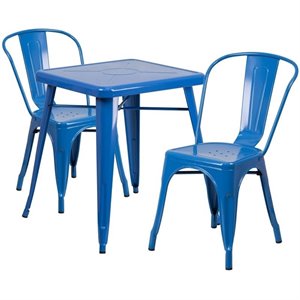 bowery hill metal 3 piece bistro set in blue