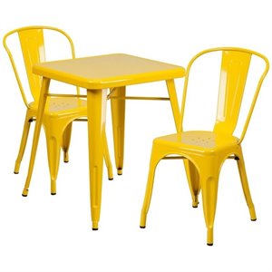 bowery hill metal 3 piece bistro set in yellow