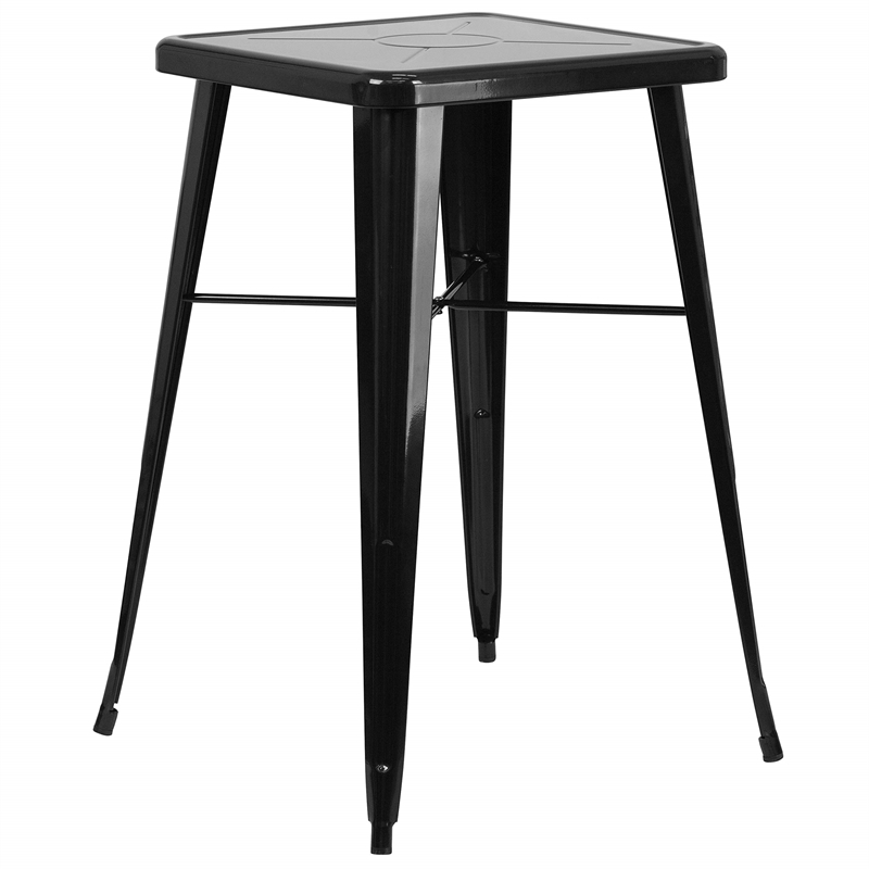 Bowery Hill Metal 3 Piece Bar Table Set in Black