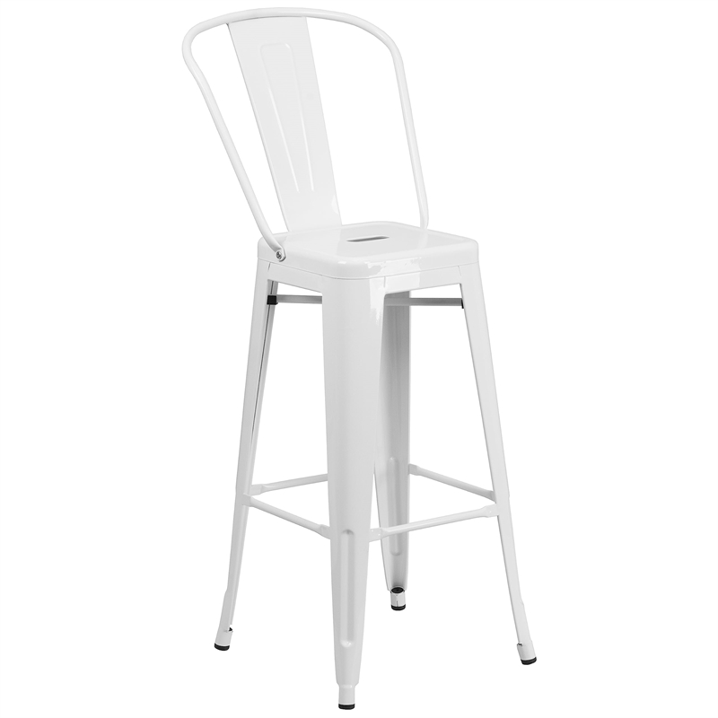 Bowery Hill Metal 3 Piece Bar Table Set in White