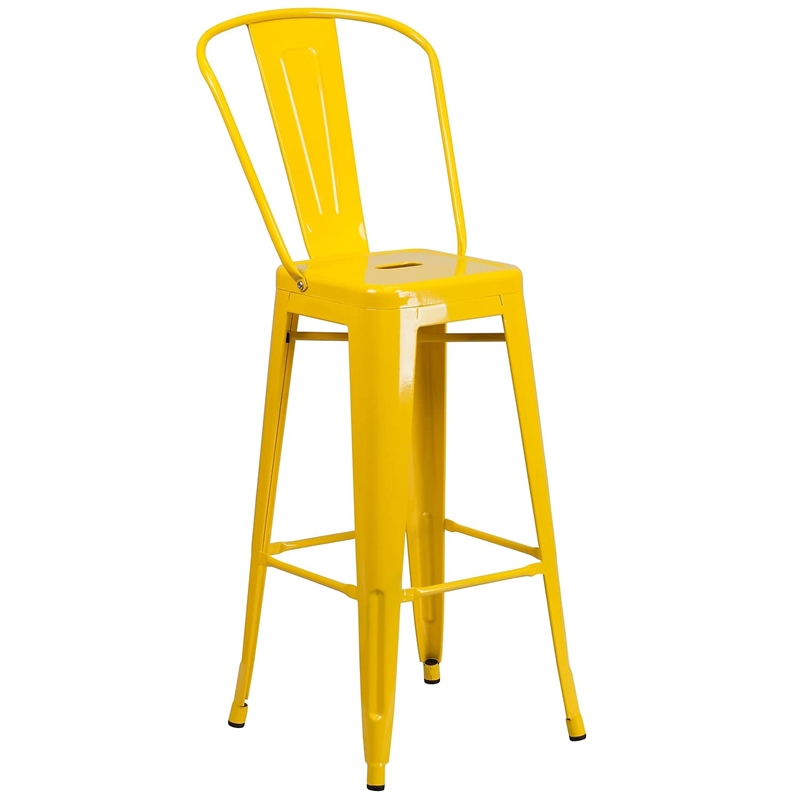 Bowery Hill Metal 3 Piece Bar Table Set in Yellow