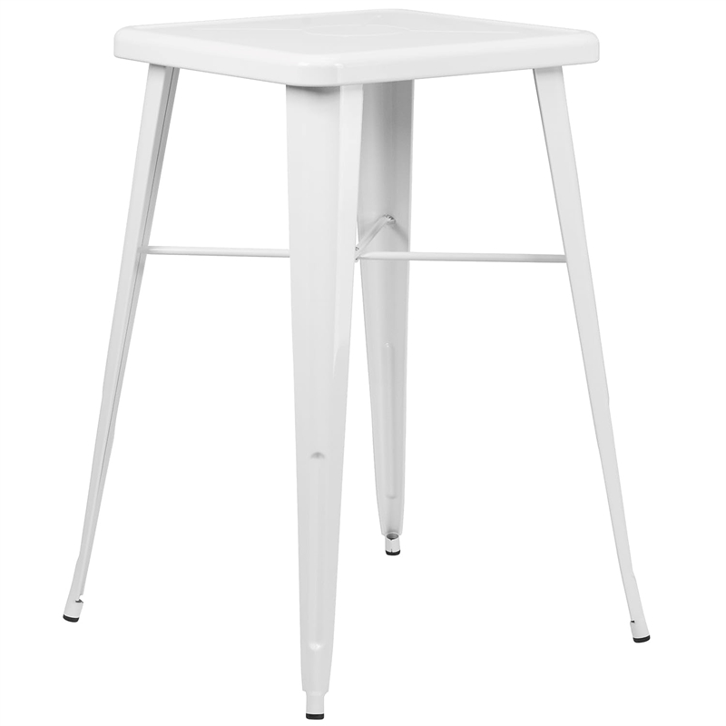 Bowery Hill Metal 3 Piece Bar Table Set in White