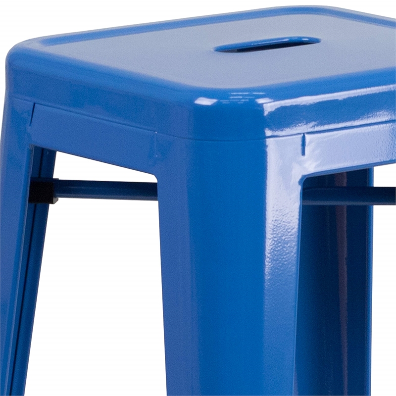 Bowery Hill Metal 3 Piece Bar Table Set in Blue
