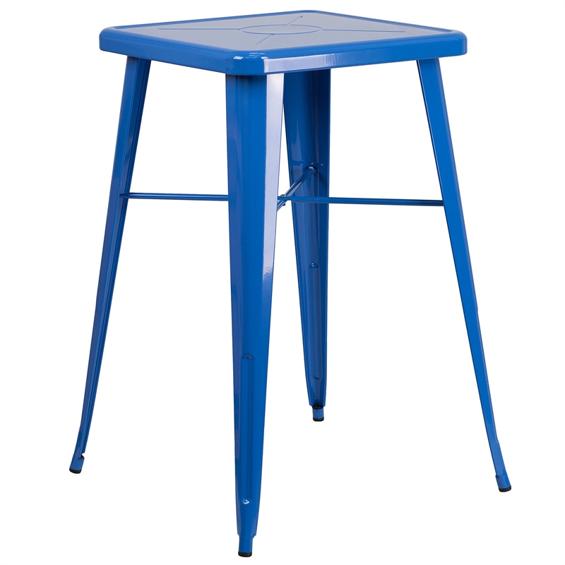 Bowery Hill Metal 3 Piece Bar Table Set in Blue