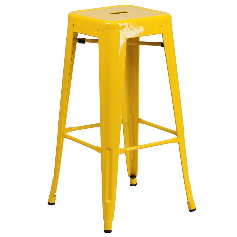 Bowery Hill Metal 3 Piece Bar Table Set in Yellow