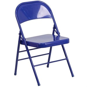 bowery hill metal folding chair in blue
