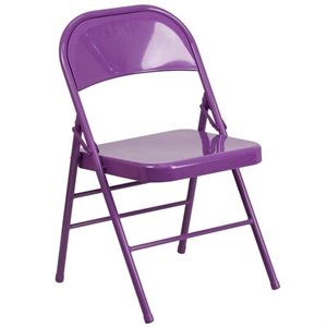 bowery hill metal folding chair in purple