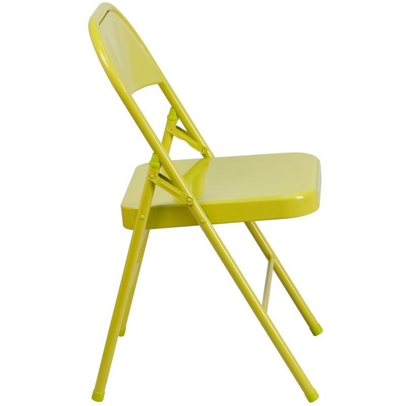 Bowery Hill Metal Citron Folding Chair Rectangular Triple Braced 30.5