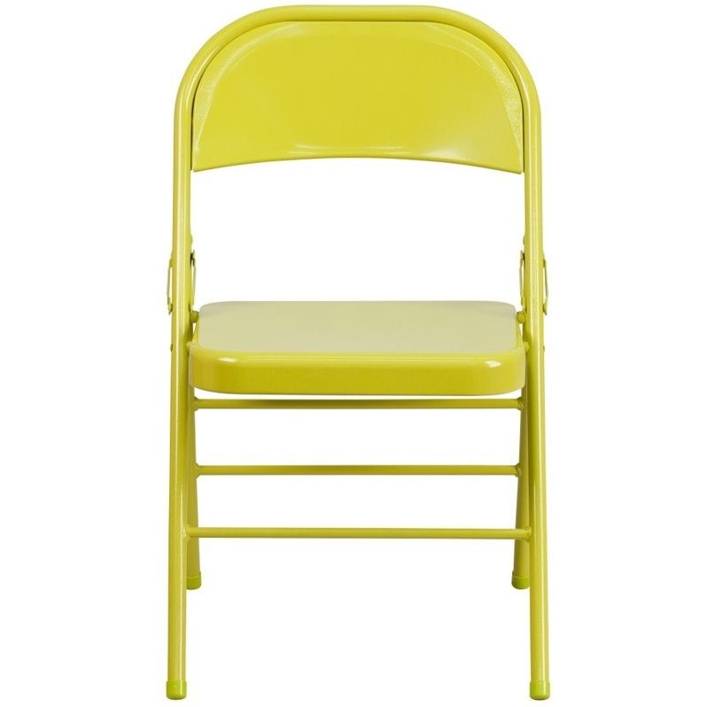 Bowery Hill Metal Citron Folding Chair Rectangular Triple Braced 30.5