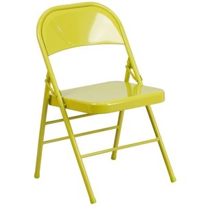 bowery hill metal folding chair in citron