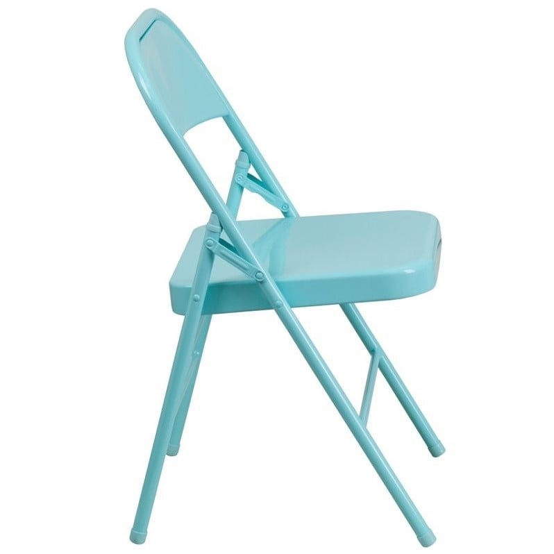 teal folding chair