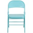 Bowery Hill Contemporary Assembled Metal Folding Chair in Teal