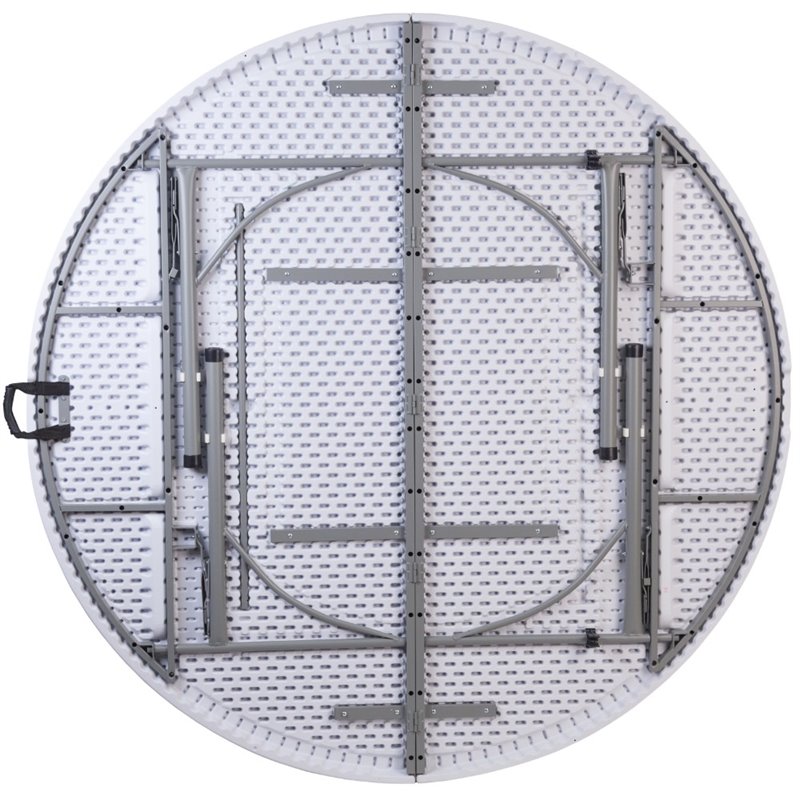 Bowery Hill Round Plastic Bi-Folding Table in Granite White
