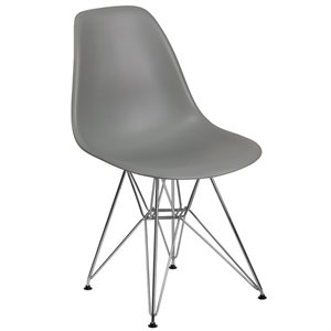 bowery hill plastic chair with chrome base in gray