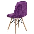 Bowery Hill 18'' Contemporary Fax Fur Fabric/Wood Accent Chair in Purple