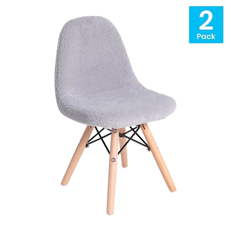 Bowery Hill Modern Shaggy Fabric/Wood Accent Chair in Light Pink