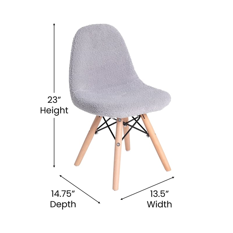 Bowery Hill Modern Shaggy Fabric/Wood Accent Chair in Light Pink
