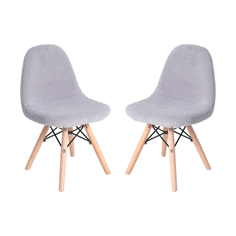 Bowery Hill Modern Shaggy Fabric/Wood Accent Chair in Light Pink