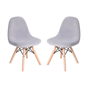 Bowery Hill Modern Shaggy Fabric/Wood Accent Chair in Light Pink