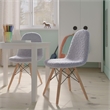 Bowery Hill Modern Shaggy Fabric/Wood Accent Chair in Light Pink