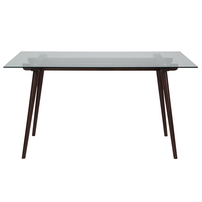 Bowery Hill Rectangular Wood and Glass Top Table in Espresso