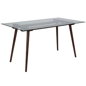 Bowery Hill Rectangular Wood and Glass Top Table in Walnut
