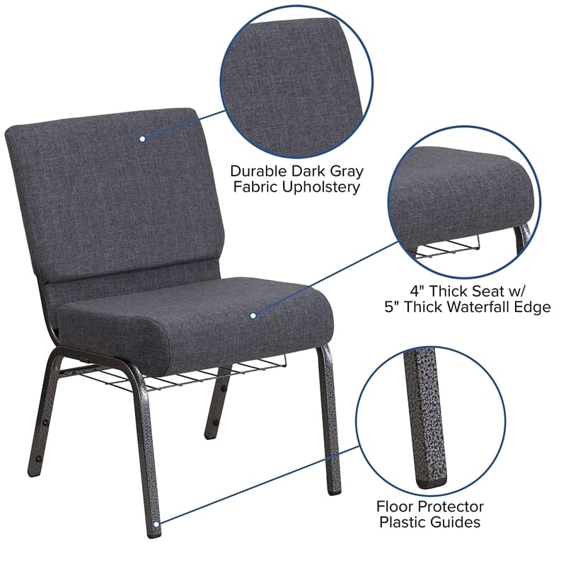 Bowery Hill Fabric Church Chair in Gray