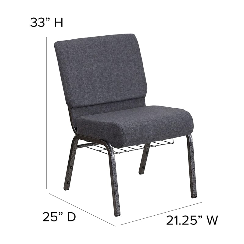 Bowery Hill Fabric Church Chair in Gray