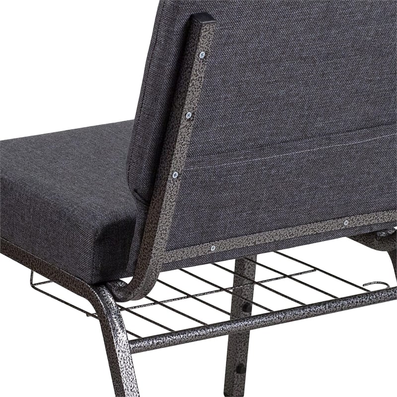 Bowery Hill Fabric Church Chair in Gray