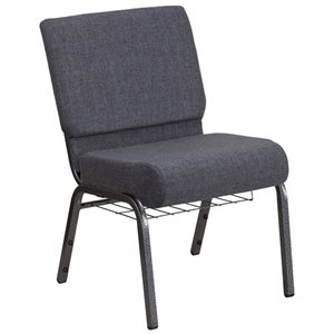 bowery hill fabric church chair in gray