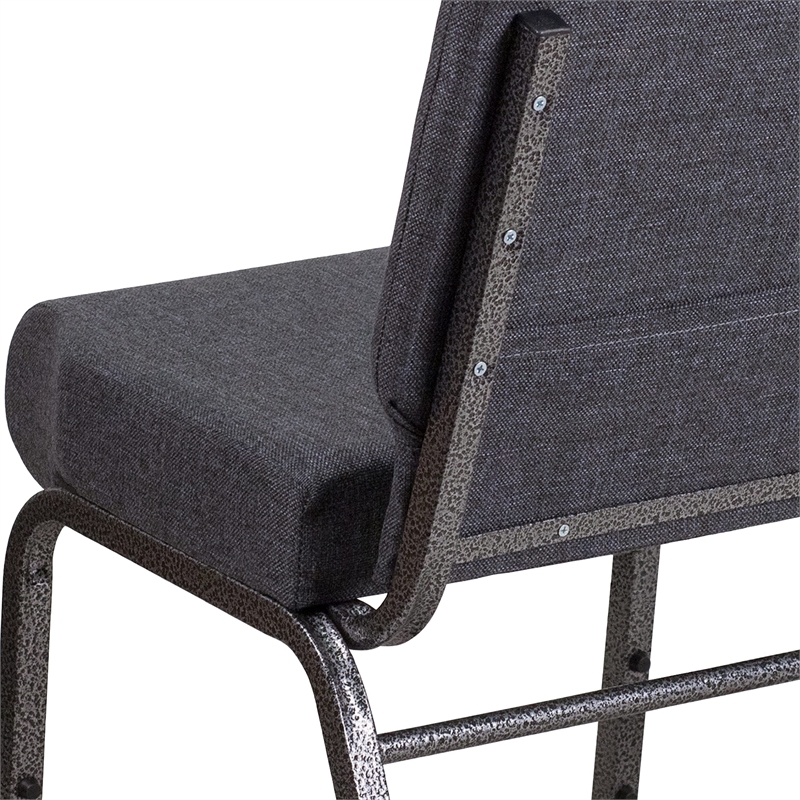 Bowery Hill Fabric Church Chair in Gray