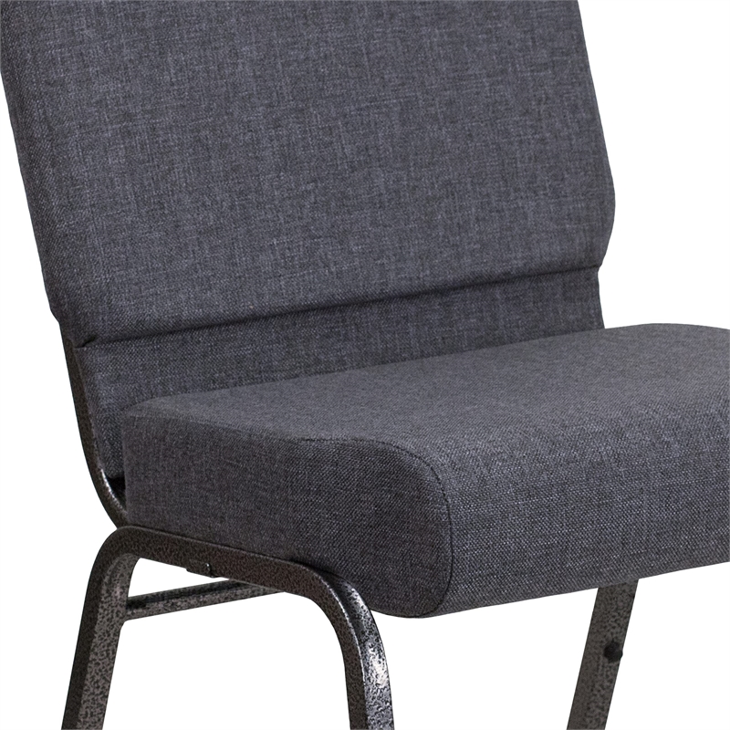Bowery Hill Fabric Church Chair in Gray
