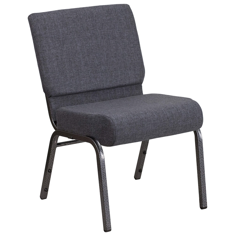 Bowery Hill Fabric Church Chair in Gray