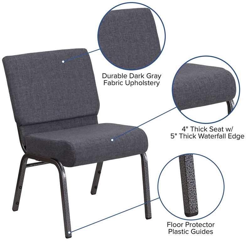 Bowery Hill Fabric Church Chair in Gray