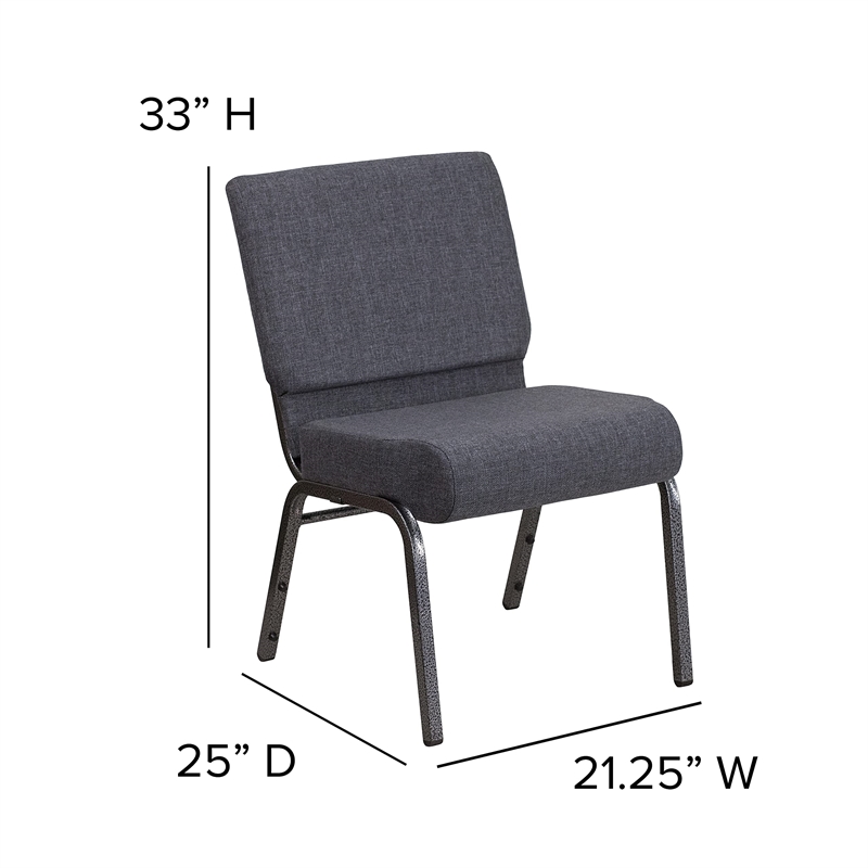 Bowery Hill Fabric Church Chair in Gray
