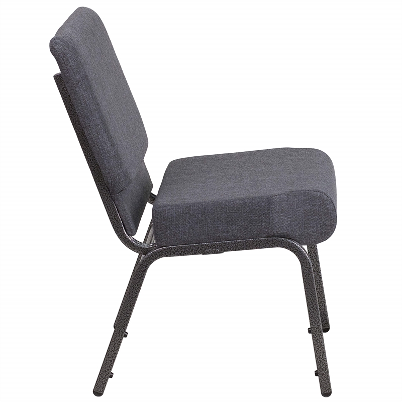 Bowery Hill Fabric Church Chair in Gray