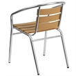Bowery Hill Aluminum Stack Chair with Slat Teak Back in Silver/Brown