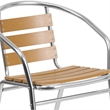 Bowery Hill Aluminum Stack Chair with Slat Teak Back in Silver/Brown