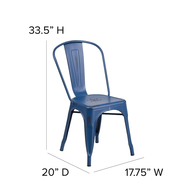 Bowery Hill Distressed Metal Chair In Blue
